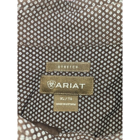 Ariat Mens Button-Down Brown Western Pattern Shirt XL Stretch - Picture 3 of 9